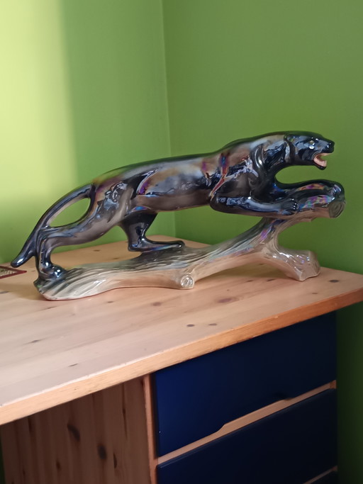 Large Vintage Jema Holland Panther on Tree Trunk - Years.