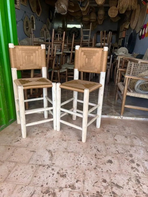 2 taburetes artesanales hechos a mano 100cmx30cmx30cm – Taburetes de bar, Cuero, Madera, Bohemian (photo 2 of 7)