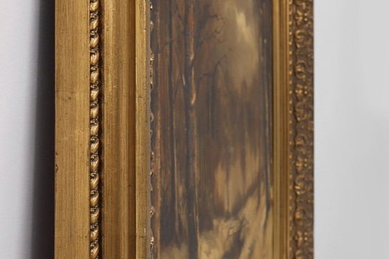 Image 1 of Ölgemälde „Winter in Flandern“ des niederländischen Künstlers Henri Wouters (1866-1935)