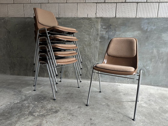 Image 1 of 6x Space Age Drabert stacking chairs – vintage chrome shell