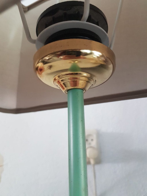 Mid - Century Brass table lamp, brass- Green