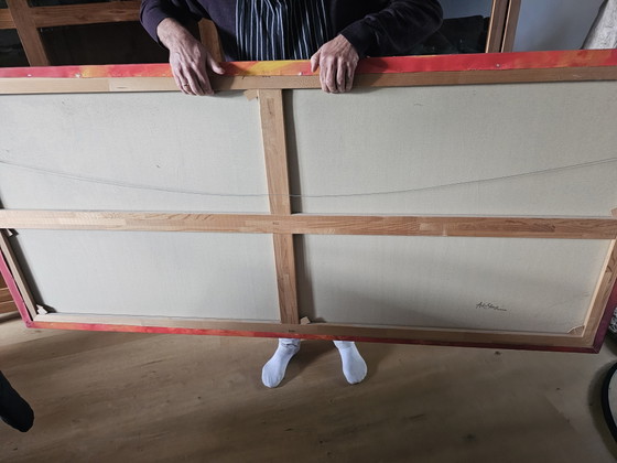 Groot figuratief schilderij op doek 200 x 90 cm – Kunst, Wood, Canvas (photo 4 of 6)