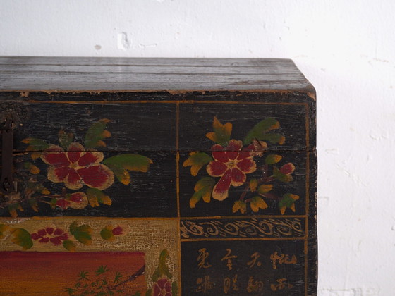 Antique painted trunk in pine wood – China, circa 1900 – Storage cabinet, Iron (photo 34 of 40)