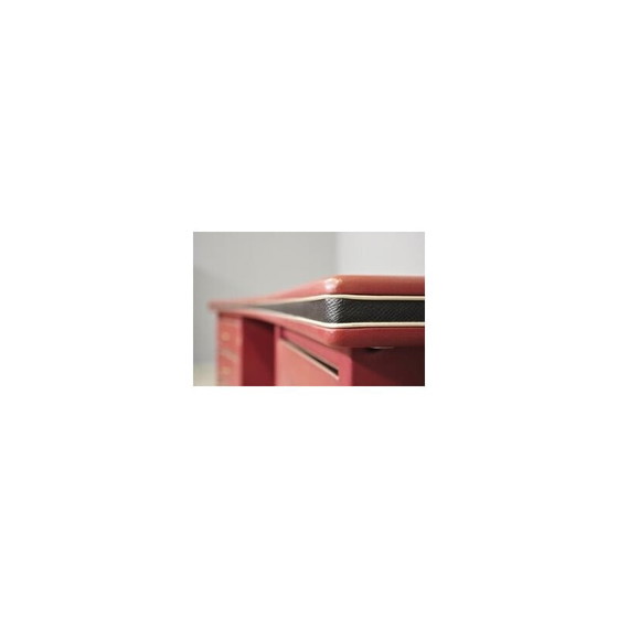 Image 1 of Vintage desk in burgundy leather and wood from Umberto Mascagni, Italy 1950