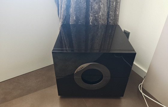 Image 1 of 2 x Minotti Archipenko Nachttische mit 2 Schubladen, Hochglanzlack Mokka