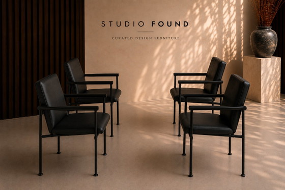4 FAUTEUILS ORIGINAUX DE STYLE PASTOE | STYLE HOLLANDAIS VINTAGE – Chaises de salle à manger, Leather (photo 3 of 5)