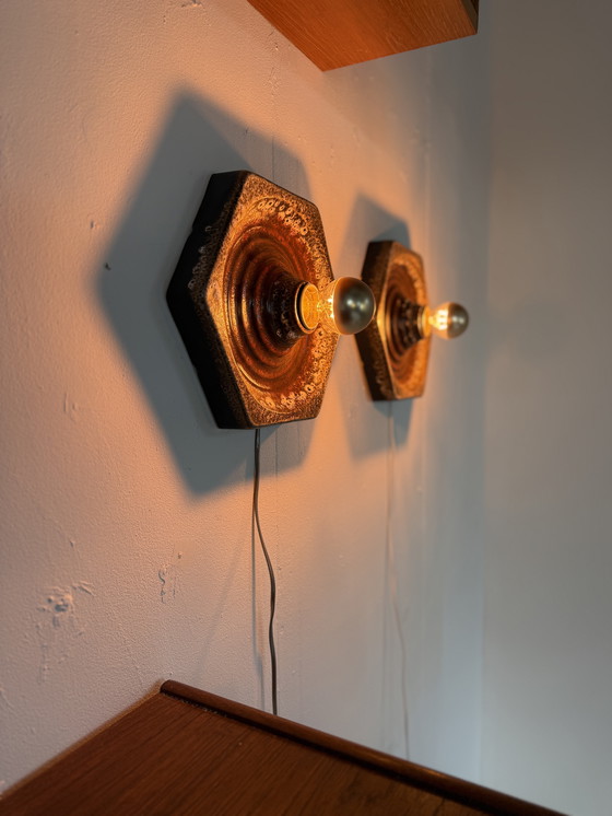 Image 1 of 2x vintage ceramic wall tile, Hustadt Leuchten '60