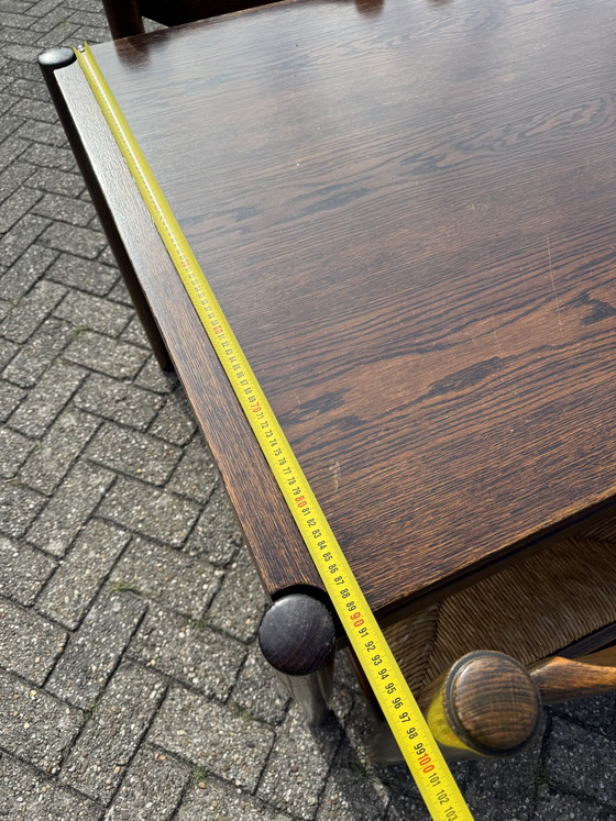 4x Vico Magistretti Eettafel Set – Eetkamerstoelen, Wood, Wicker (photo 13 of 14)