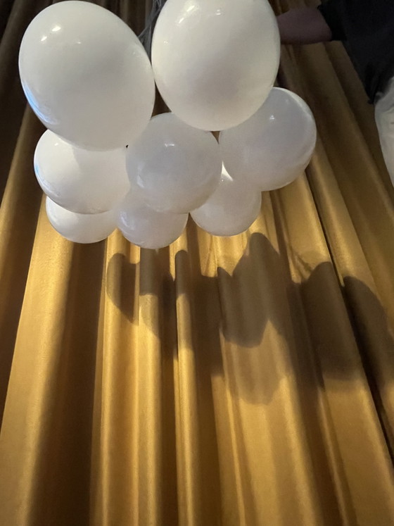 Image 1 of Lampada a sospensione vintage in stile Space Age con 8 sfere in vetro opalino / cromata