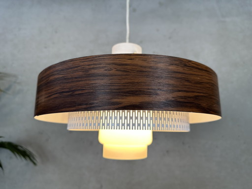 Vintage hanglamp - metaal en opaline