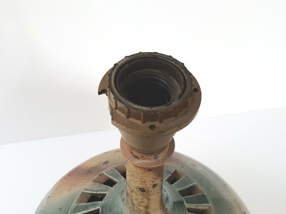 Image 1 of Vintage tafellamp uit de jaren 70 van steengoed met verzonken signatuur, jaren 70