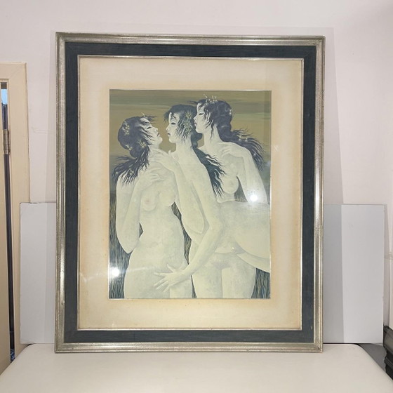 Denyse Willem, El Secreto 3 Mujeres Desnudas / Ninfas, años 70, Acuarela – Pinturas y dibujos, Paper (photo 15 of 16)