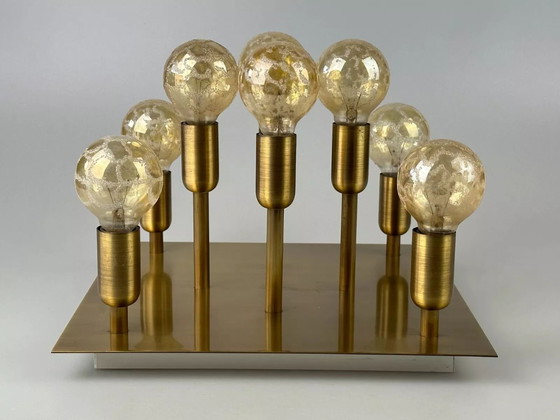 Image 1 of 60s 70s plafondlamp Sölken Leuchten Duitsland Design messing Space Age