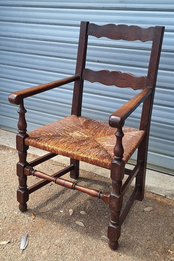 Image 1 of Coppia di poltrone rustiche in legno e paglia