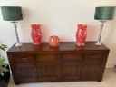 Sideboard 200 cm. Massives dunkles Eichenholz. 4 Schubladen, 4 Türen.