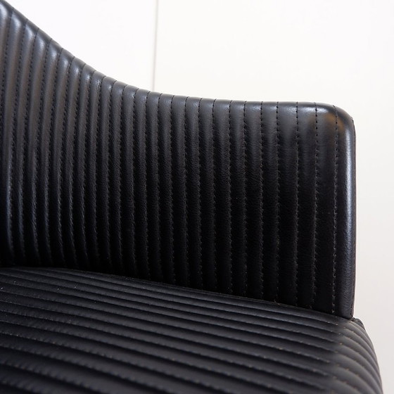 Image 1 of Pair of black leather Artona armchairs by Afra and Tobia Scarpa for Maxalto Artona Mod. 8551 - Italy 1985