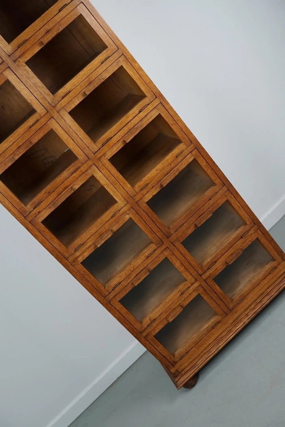 Image 1 of Vintage Dutch oak haberdashery cabinet / display cabinet with hinged doors, 1930s