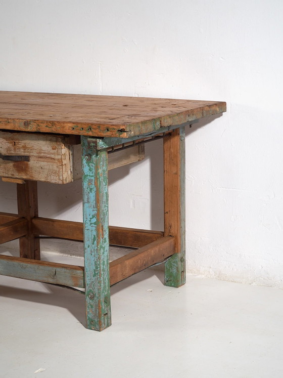 Tavolo da lavoro antico (c.1920) #15, Scrivanie, Legno, Pelle, Marrone, Rustic (foto 44 di 45)
