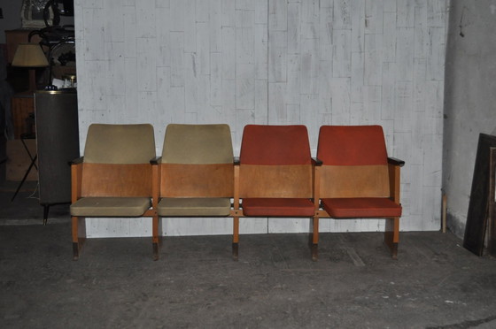 Mid-Century Hungarian 4-Seater Cinema Bench from Szék és Faárúgyár, 1950s, Benches, Beige, Mid Century Modern (photo 7 of 8)