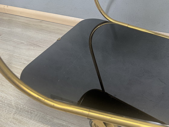 Image 1 of Vintage serving trolley with smoked glass tops