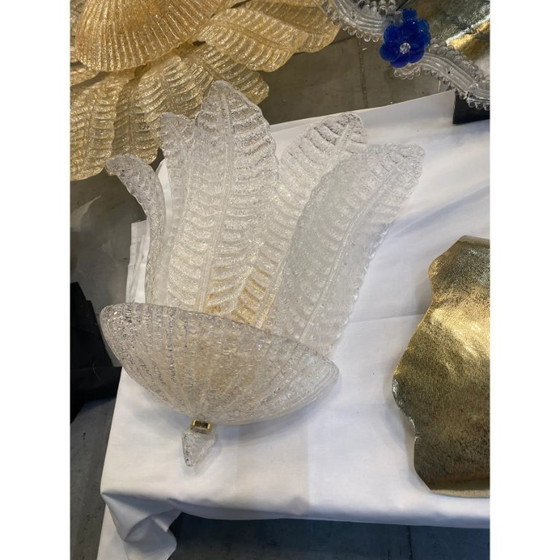 Image 1 of Coppia di applique da parete Tronchi in vetro di Murano trasparente e dorato