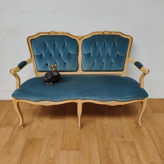 Banc Vintage Brocante Rococo Queen Ann pour Hall et Boudoir – Textile (photo 2 of 20)
