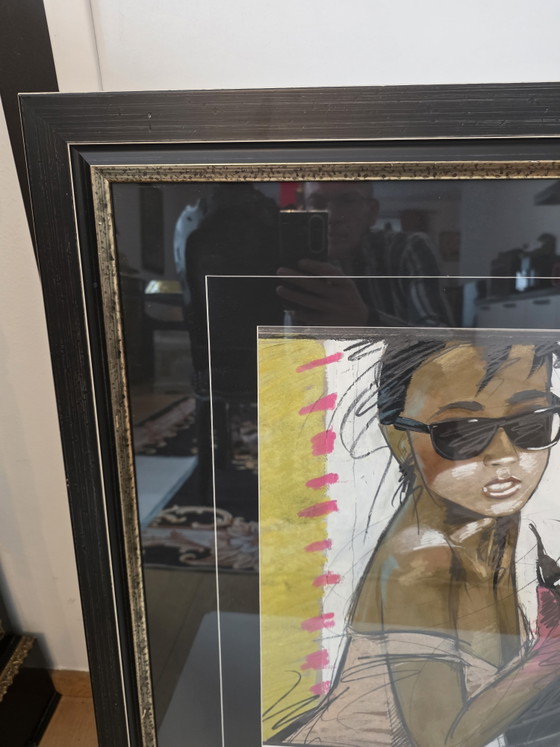 Nico Vrielink (1958) – Original Work / Mixed Media (1987) – With Muse – Paintings & Drawings, Paper, Wood (photo 3 of 11)