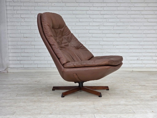 Fauteuil lounge pivotant réglable, design danois Madsen & Schubell, années 1970 – Leather, Metal (photo 2 of 19)