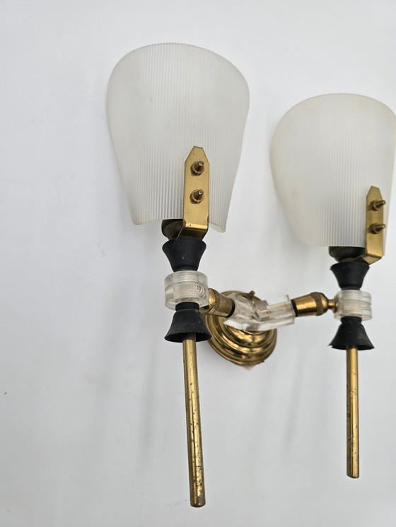 Image 1 of 70'S Brass And Plexiglas Wall Sconce