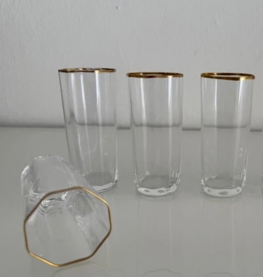 Set van 4 achthoekige Venini-glazen uit de jaren 60/70.