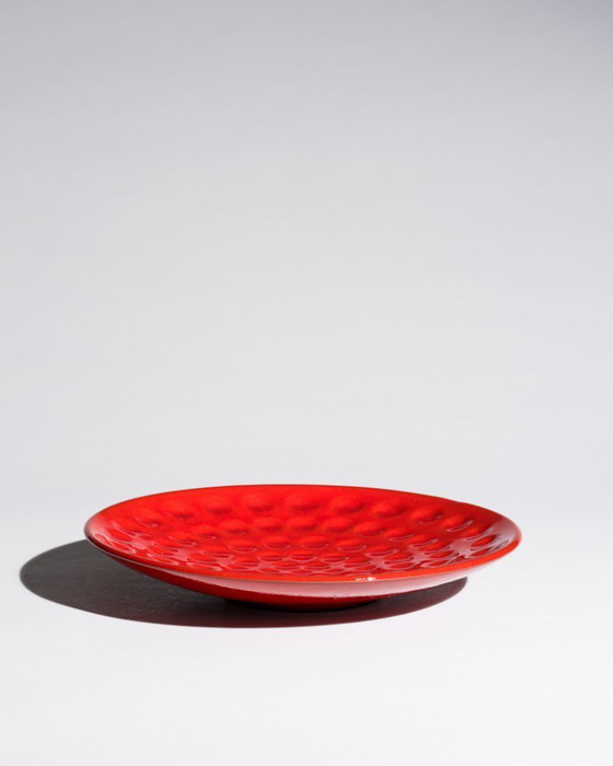 Image 1 of Melitta Ceracron Sculpturale Rode Keramische Opladerkom Wandbord Duitsland jaren 70 WGP