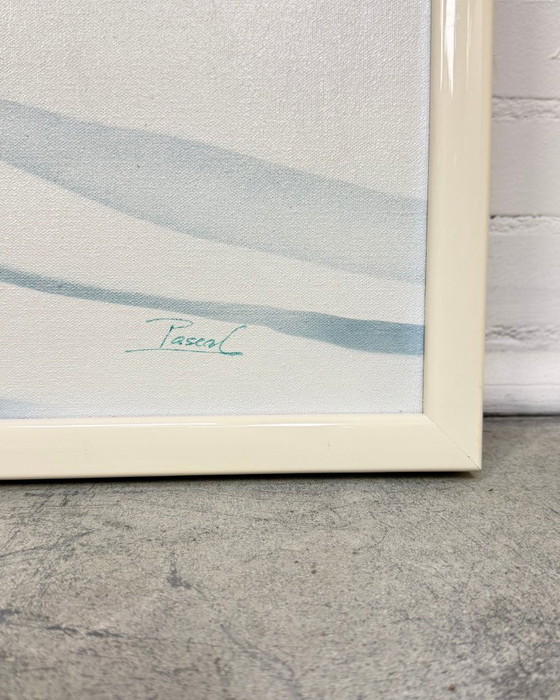 Image 1 of Vintage Scandinavisch modern schilderij – Zeilboot op stormachtige zee (midden 20e eeuw)