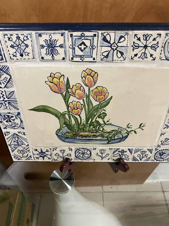 Image 1 of Panel de azulejos Delft azul tulipán