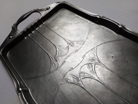 Image 1 of Kayserzinn Jugendstil/Art-Deco 'Model Nº4908' Plateau Dessiné par Karl Berhof 1908