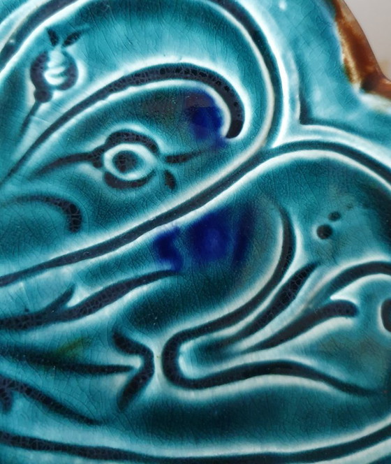 Belgian Majolica Jardinière, Faïencerie de Wasmuël (c.1900), Wasmuel, Plant pot, Ceramic, Multi Color (photo 11 of 13)