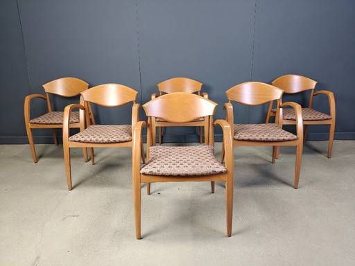 Spanische Vintage-Holzsessel, 6er-Set aus den 1990er Jahren