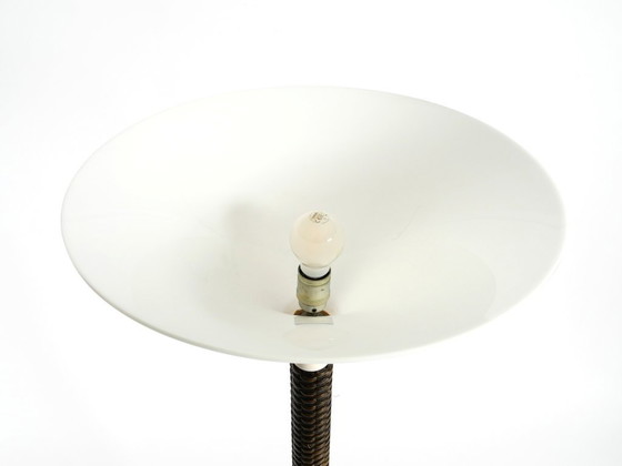 Image 1 of Stunningly beautiful XXL 1970s Pop Art Tulip floor lamp with a dark brown wicker frame and a plexiglass shade