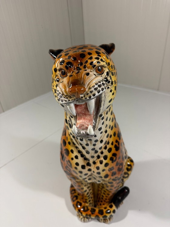 Grande Leopardo in Ceramica Italia Anni '70 – Oggetti decorativi (photo 3 of 16)