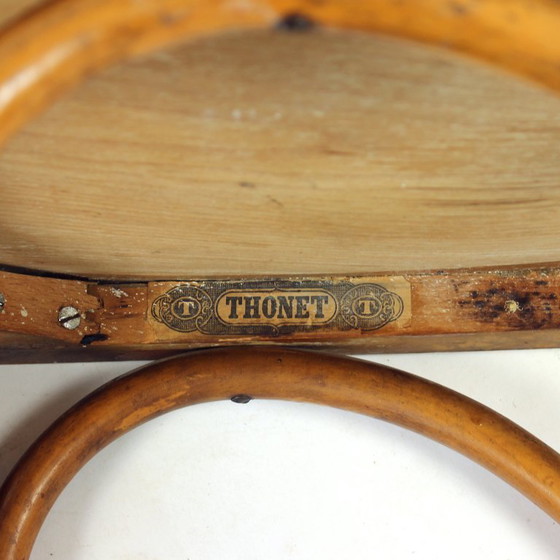 Image 1 of Vintage Thonet Bentwood Oak Chair With Original Label, Czechoslovakia, 1920s