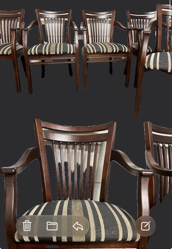 Image 1 of 6 kersenhouten Bannink jugendstil eetkamer armstoelen 