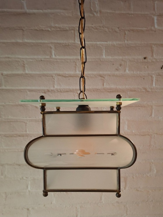 Hanging Ceiling light - Copper - Art Deco Amsterdam School., Amsterdamse school, Transparent (photo 8 of 15)