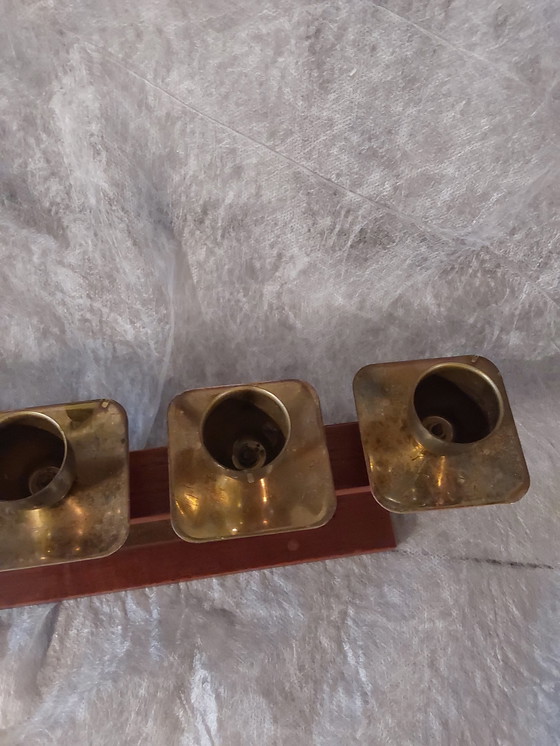 Image 1 of Portacandele vintage in teak con ottone