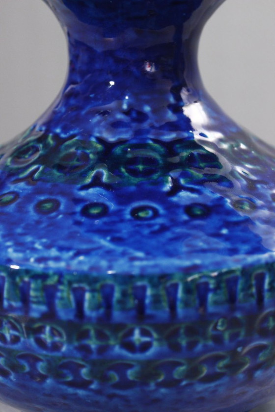 Image 1 of Vase vintage céramique Rimini blu Aldo Londi Bitossi Italica Ars 1970s