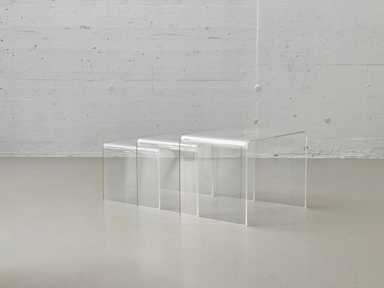 Image 1 of Space Age 3er Set Plexiglas Satztische / Beistelltische, 1970er Jahre 