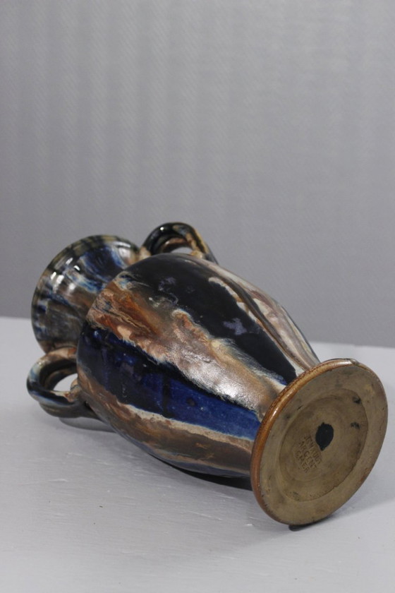 Image 1 of Amphora vase in art deco stoneware Poteries Renault Argent-sur-Sauldre (Cher) circa 1930