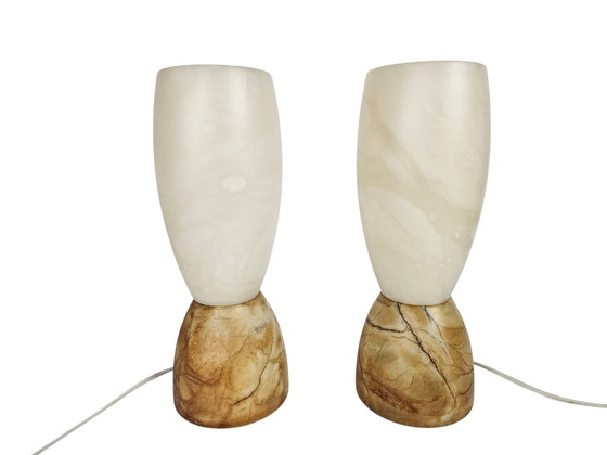Image 1 of A. Pegasan - Tischlampen (2) - Alabaster - Spanien - 80er Jahre