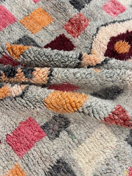 Image 1 of Handgemaakte Marokkaanse Boujad Wol Vloerkleed 190x300 cm - Kleurrijk Abstract Ontwerp