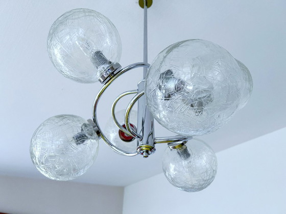 Image 1 of Lampadario vintage in vetro a bolle in stile spaziale