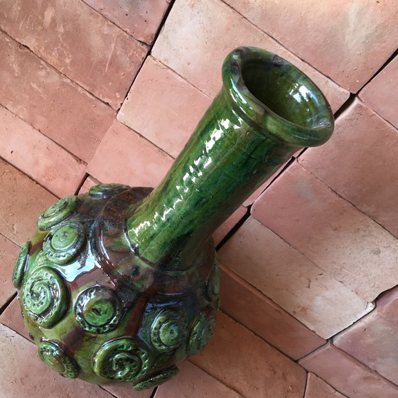 Image 1 of Tamegroute Glazed Earthenware Pottery Vase