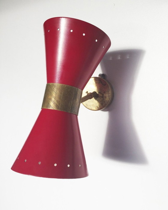 Image 1 of Coppia di applique "diabolo" italiane, design anni '50